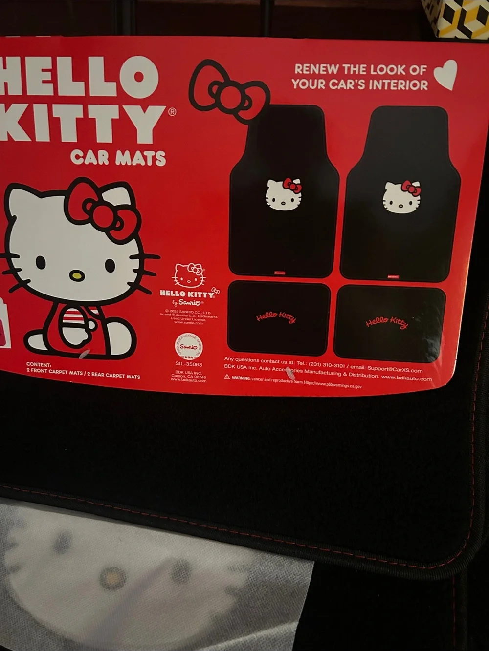 Hello Kitty Black and Red Car Floor Mats